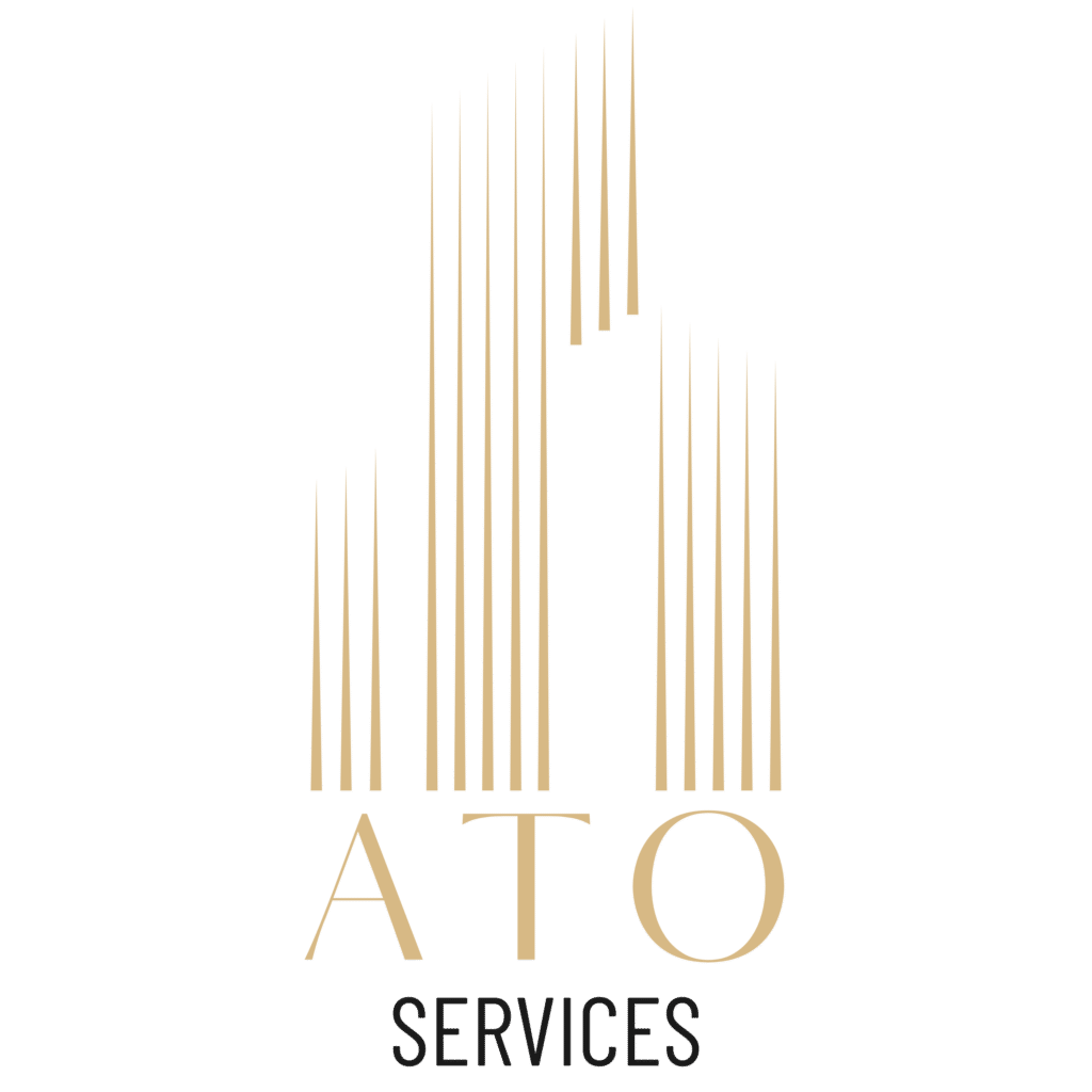 Logo du site Limitless ATO Services Pape-Philippe Amagou en doré et noir, représentant l'excellence et l'élégance de ses services en formation, gestion de projet, coaching mental, et consultation sportive.
